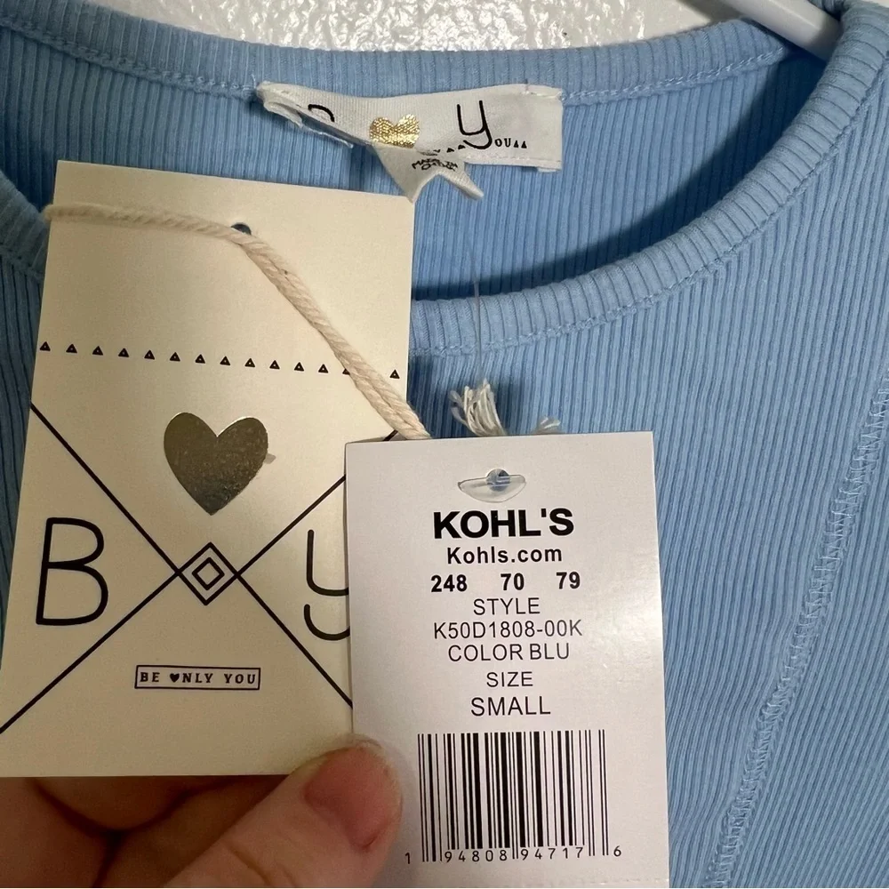 Be Only You B.O.Y. Girls Size Small Seamless Knit Mini Dress Light Blue Short